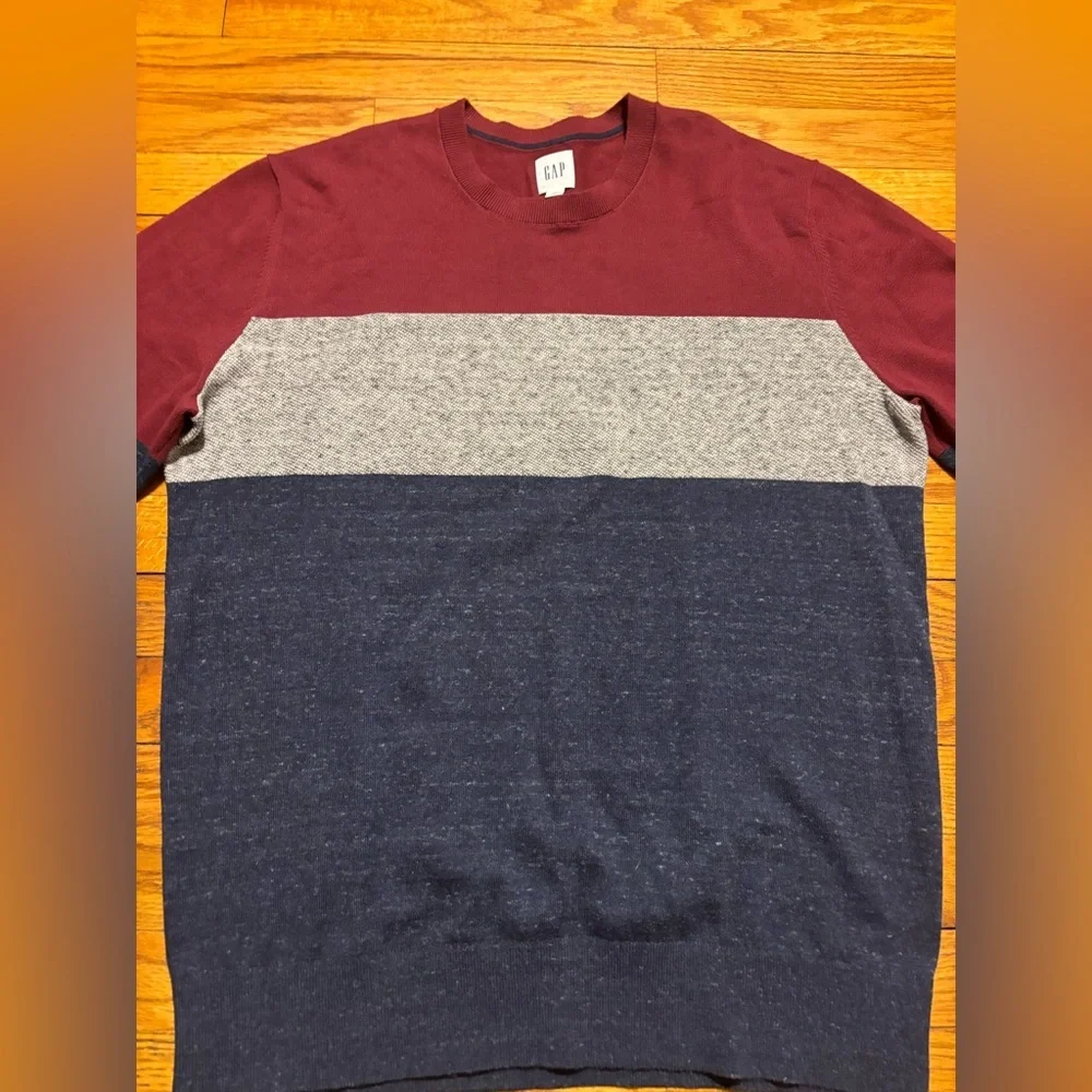 GAP Men's Crewneck Sweater - Burgundy, Gray, and Navy